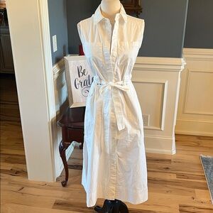 White Cotton Shirt Dress Midi New